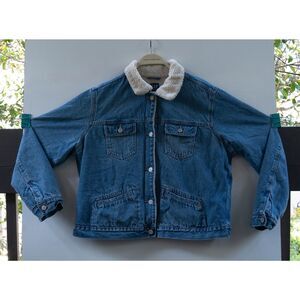 Gap Jacket Women's Denim Trucker Sherpa Lined Collar Casual Size XL